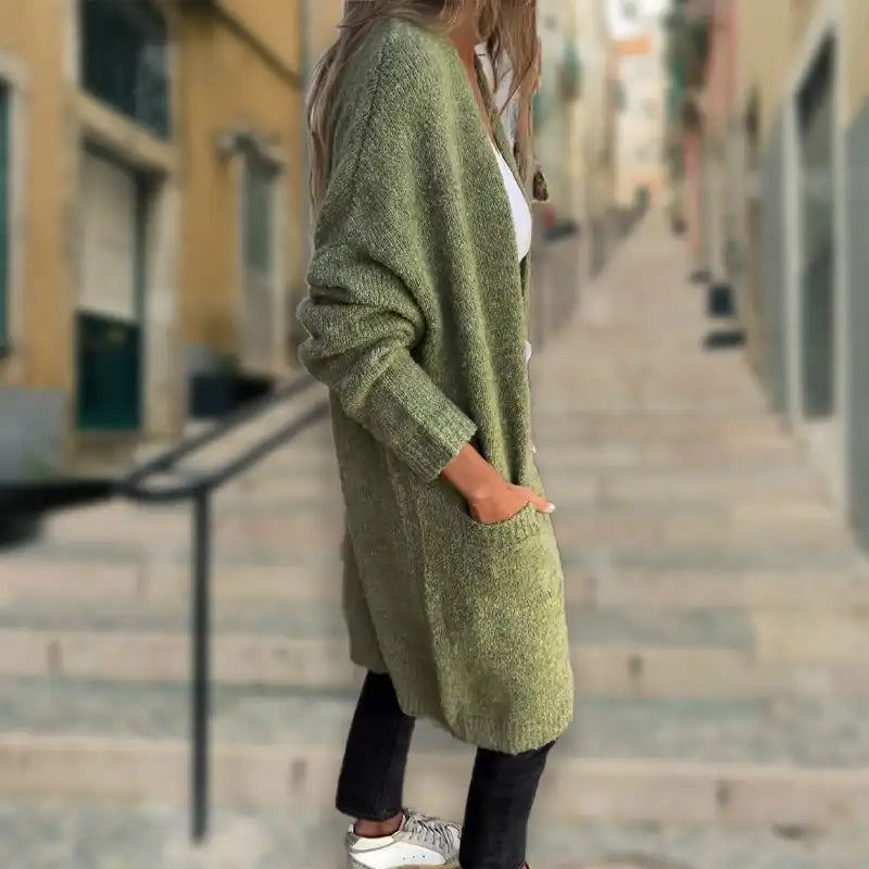 Knitted Open Front Long Sleeve Knitted  Cardigan