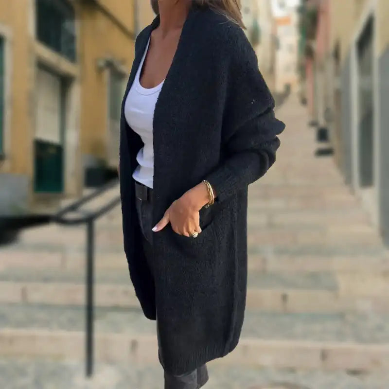 Knitted Open Front Long Sleeve Knitted  Cardigan